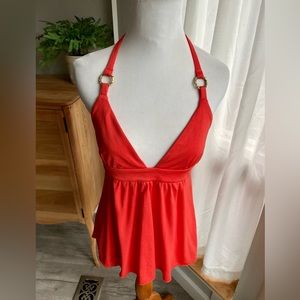 Moda International Deep Persimmon Orange Halter Top